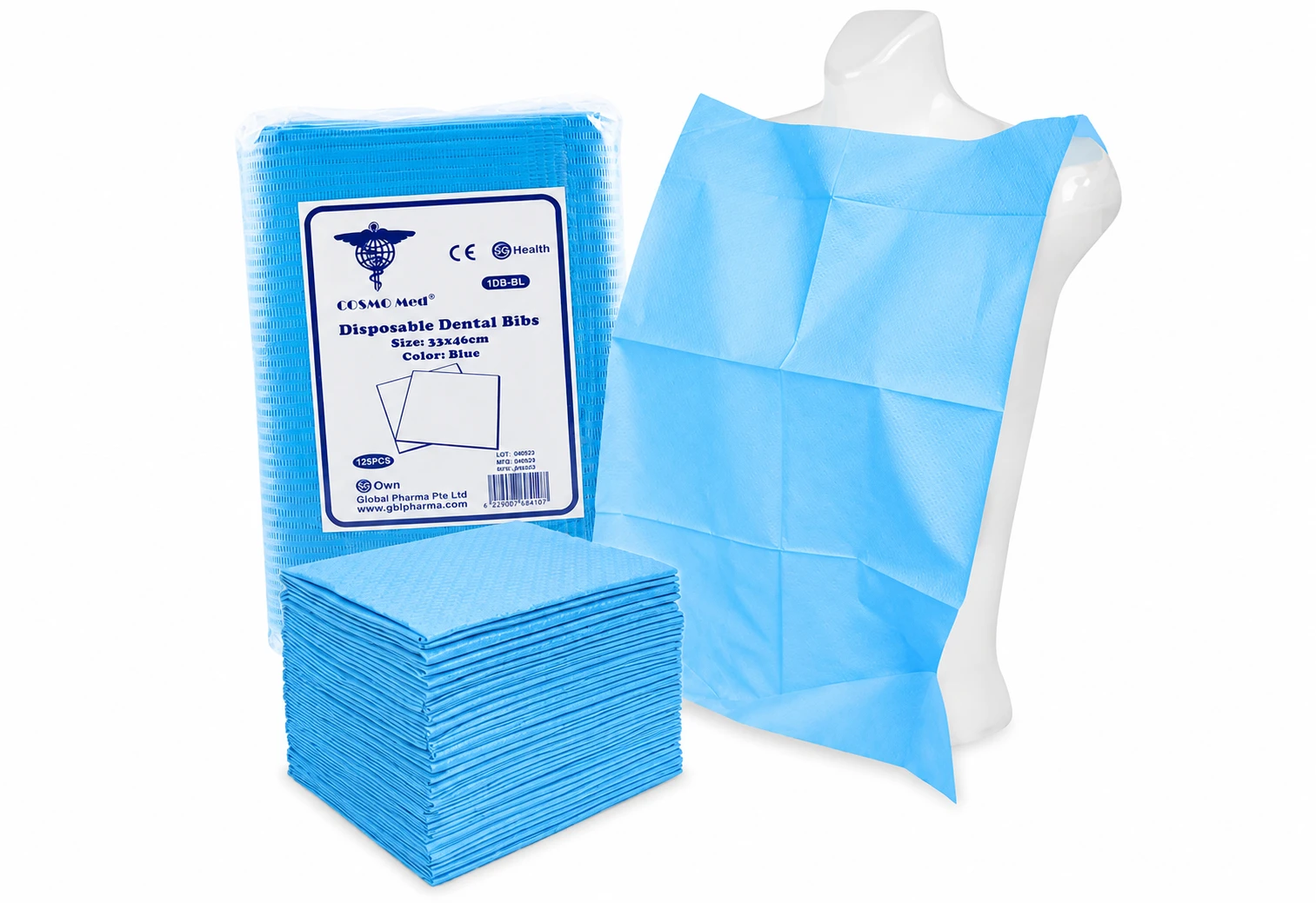 Disposable Blue Dental Bibs